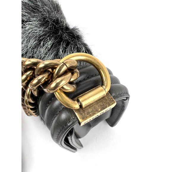 Chanel Small Boy Flap Quilted Goat Hair Gray Leather Shoulder Bag RARE - Picture 12 of 16